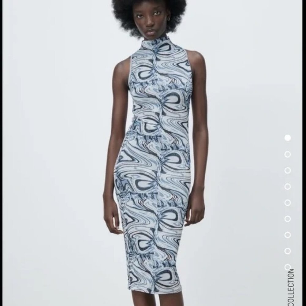 ZARA Marbled Blue Bodycon Dress Size XS-S